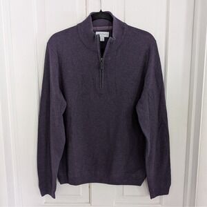John Nordstrom Mens 1/4 Zip Cashmere Sweater LARGE Preppy Long Sleeve Purple